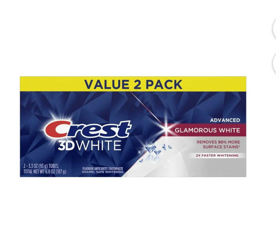 Crest 3D White Toothpaste (2 Pack)- GLAMOROUS WHITE