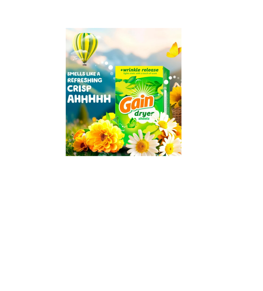 Gain Tumble Dryer Sheets Original Scent + Wrinkle Release 240 Sheets Smells Like A Refreshing Crisp Ahhhh