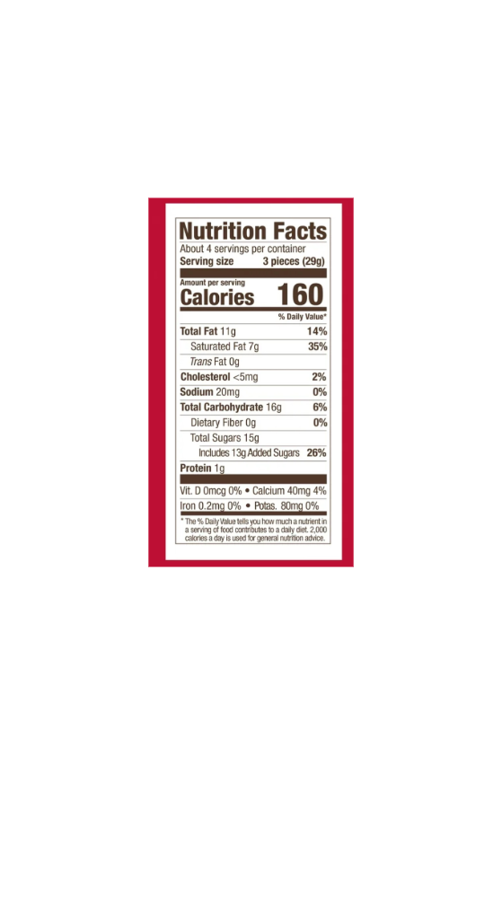 Ghirardelli Chocolate Peppermint Bark Snowmen Nutritional Information