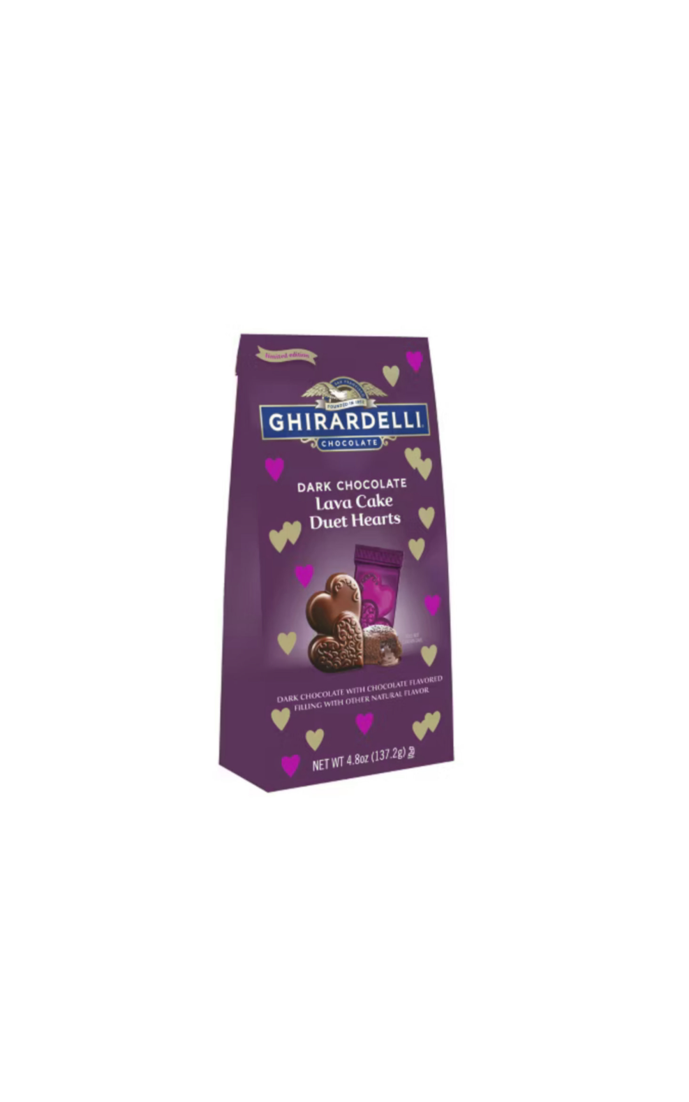 Ghirardelli Dark Chocolate Hearts Lava Cake Packet Front View