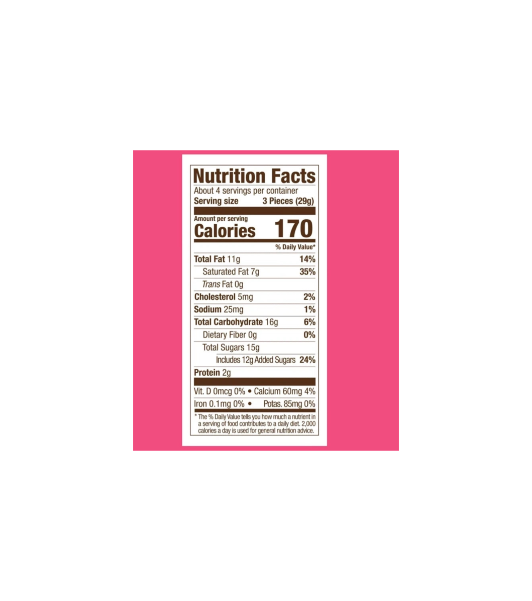 Ghirardelli White Chocolate Hearts Creme Brulee Nutritional Information