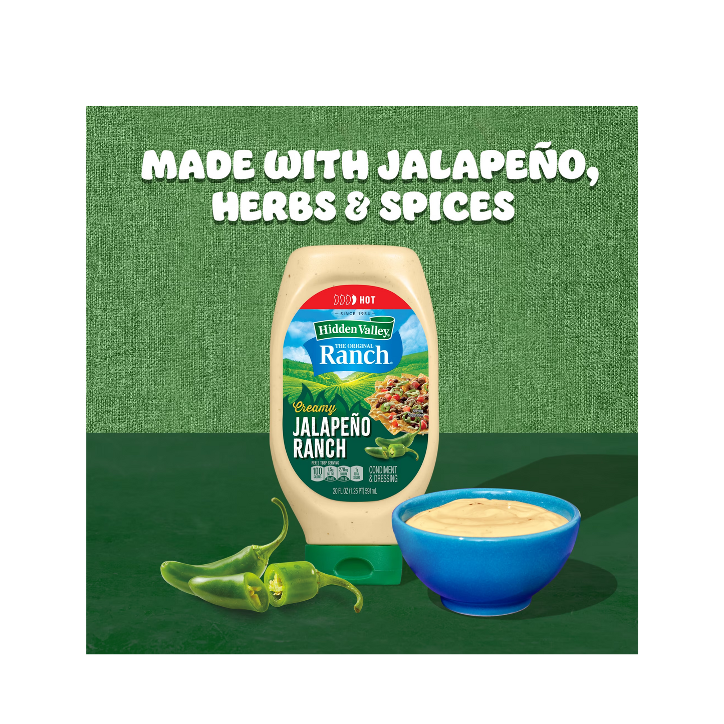Hidden Valley Ranch Dressing Jalapeño Ranch Made With Jalapeno Herbs & Spices