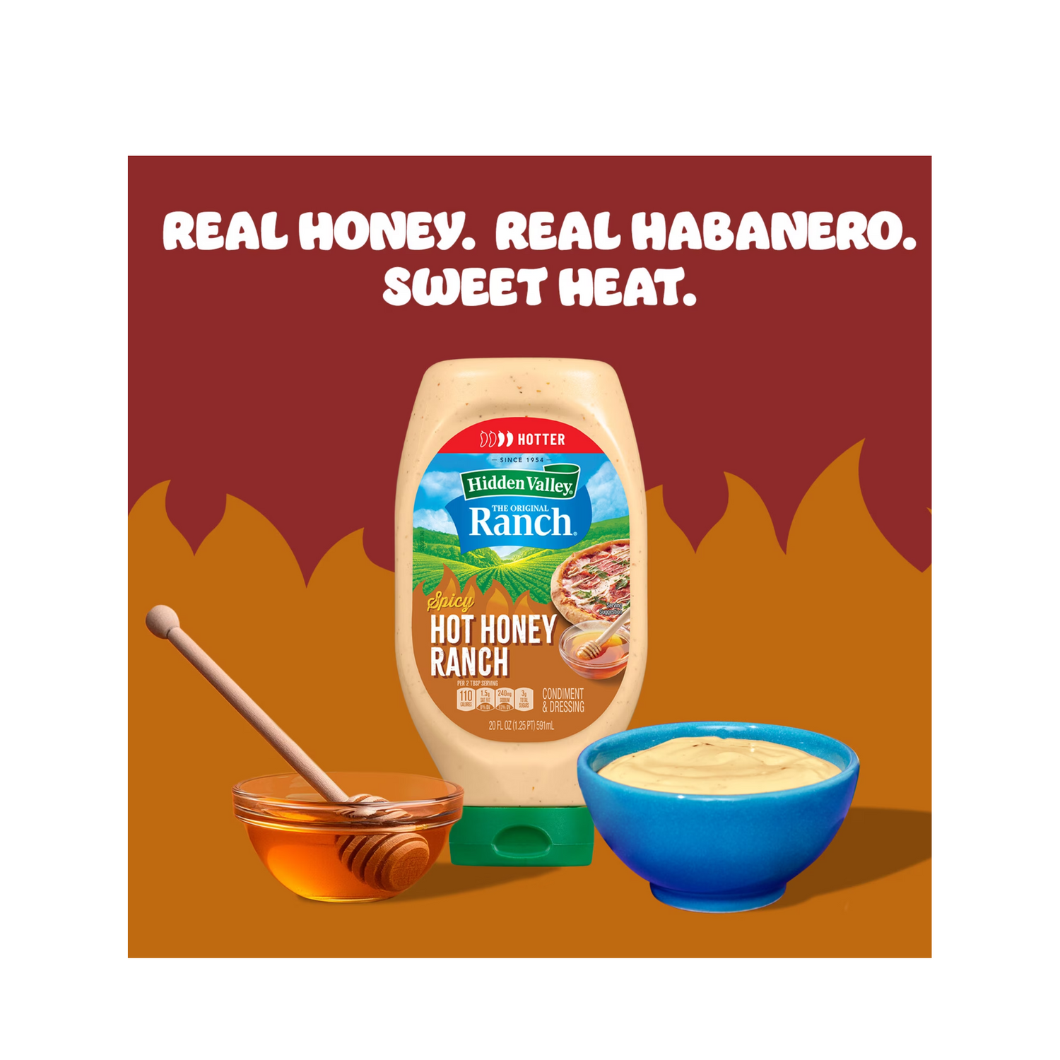 Hidden Valley Ranch Dressing Spicy Hot Honey Ranch Real Honey Real Habanero Sweet Heat