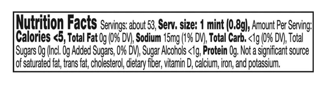 Ice Breakers Sparkling Sugar Free Mints Pineapple Mango Seltzer Nutritional Information