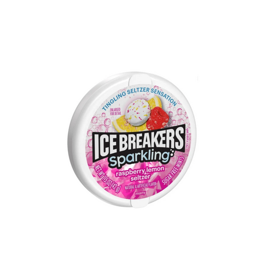 Ice Breakers Sparkling Sugar Free Mints Raspberry Lemon Seltzer Front View