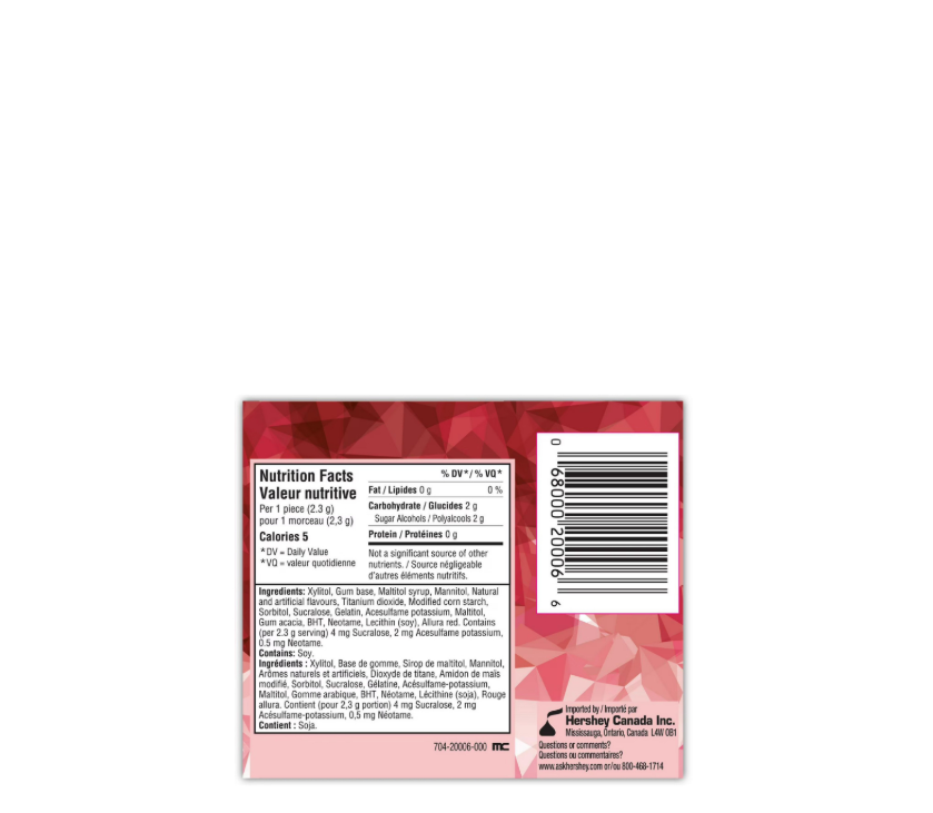 Ice Breakers ice Cubes Sugar Free Gum Cinnamon Canadian Import Ingredients And Nutritional Information