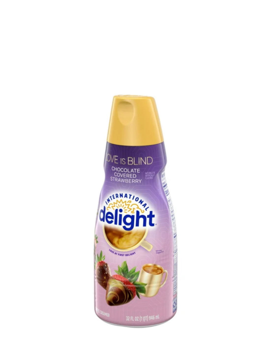 International Delight Liquid Coffee Creamer Chocolate Covered Strawberry Netflix Love Is Blind Front View Side On Of Bottle