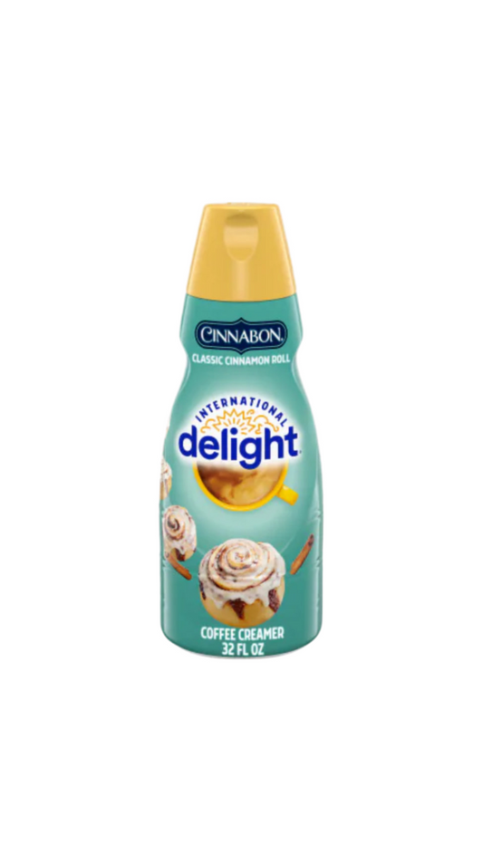 International Delight Liquid Coffee Creamer Cinnabon Classic Cinnamon Roll Bottle Front View