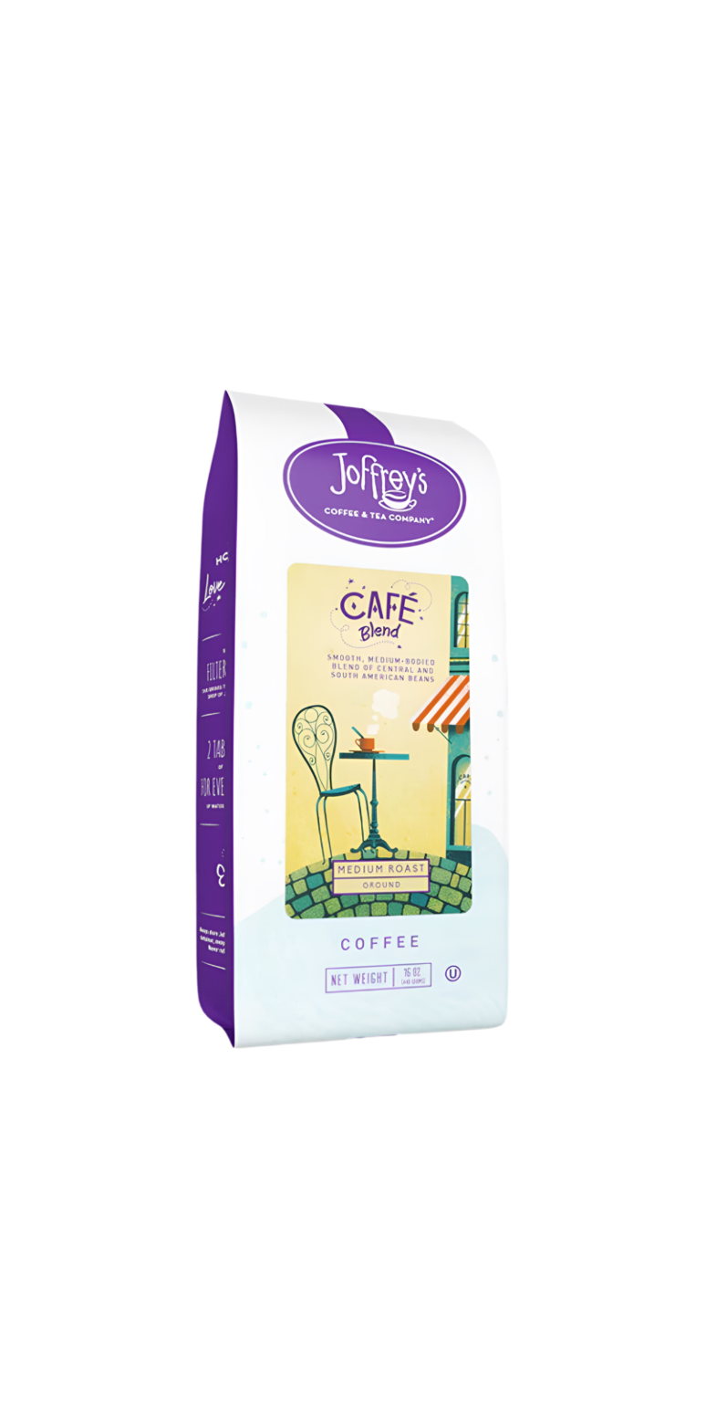 Joffrey's Ground Coffee Cafe Blend Front Of Bag 