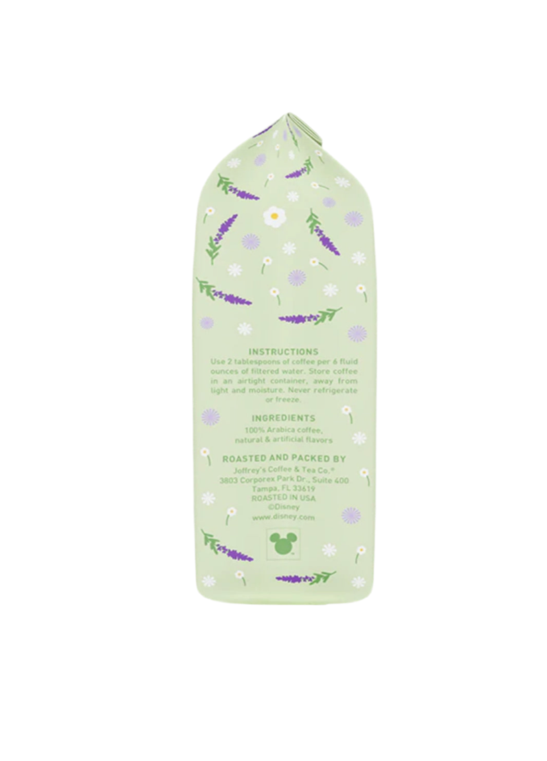 Joffrey's Ground Coffee Daisy Duck Lovely Lavender Side Of Bag Brewing Instructions