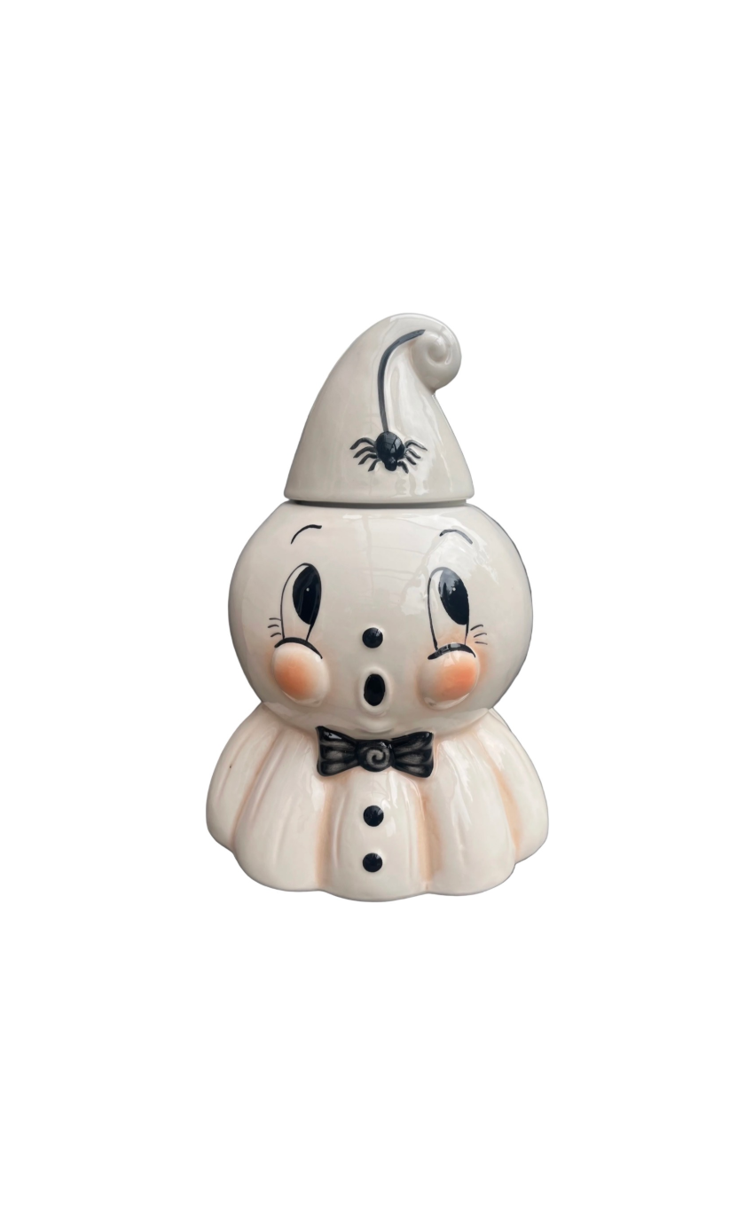 Johanna Parker Ceramic Cookie Jar Canister Ghost Front View