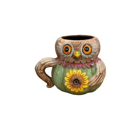 Johanna Parker Ceramic Mug Autumn Grapevine Harvest Critters Owl