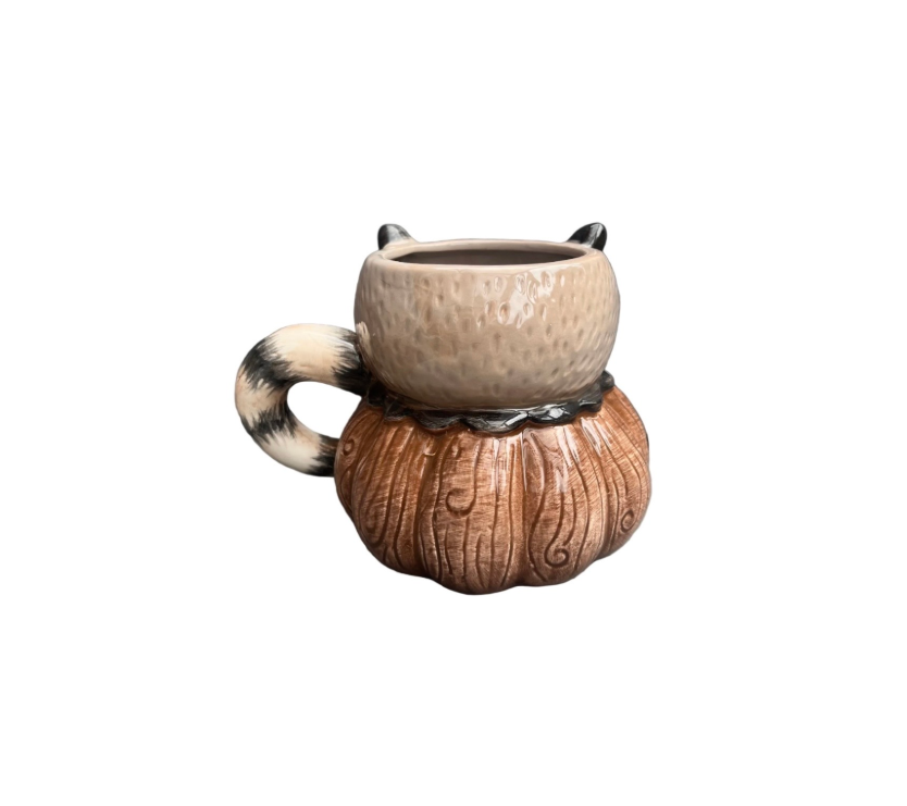 Johanna Parker Ceramic Mug Autumn Grapevine Harvest Raccoon Rear View