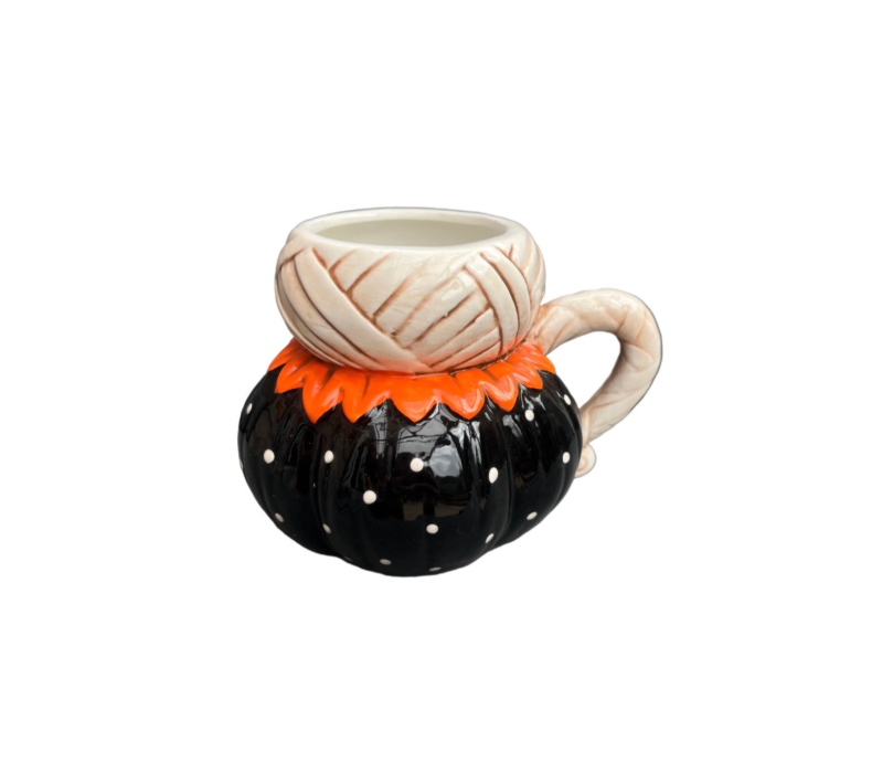 Johanna Parker Ceramic Mug Black Pumpkin Mummy Rear View