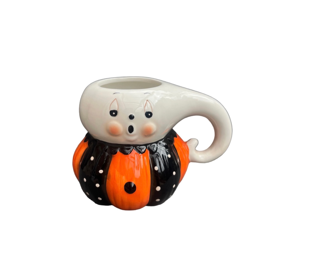 Johanna Parker Ceramic Mug Ghost Pumpkin Front View