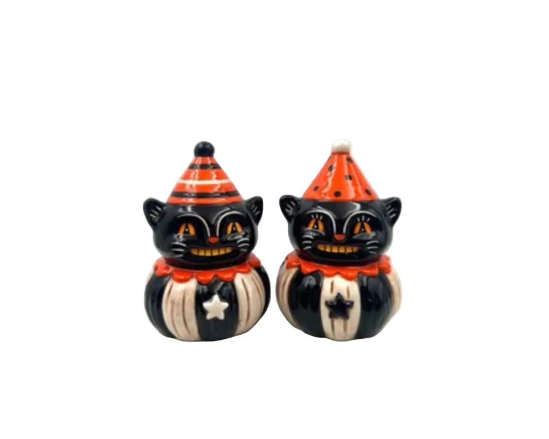 Johanna Parker Ceramic Salt & Pepper Shakers Black Cats