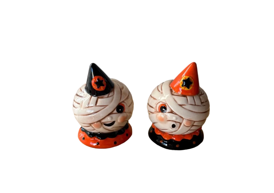 Johanna Parker Ceramic Salt & Pepper Shakers Mummies