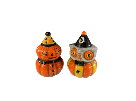 Johanna Parker Ceramic Salt & Pepper Shakers Pumpkin & Owl
