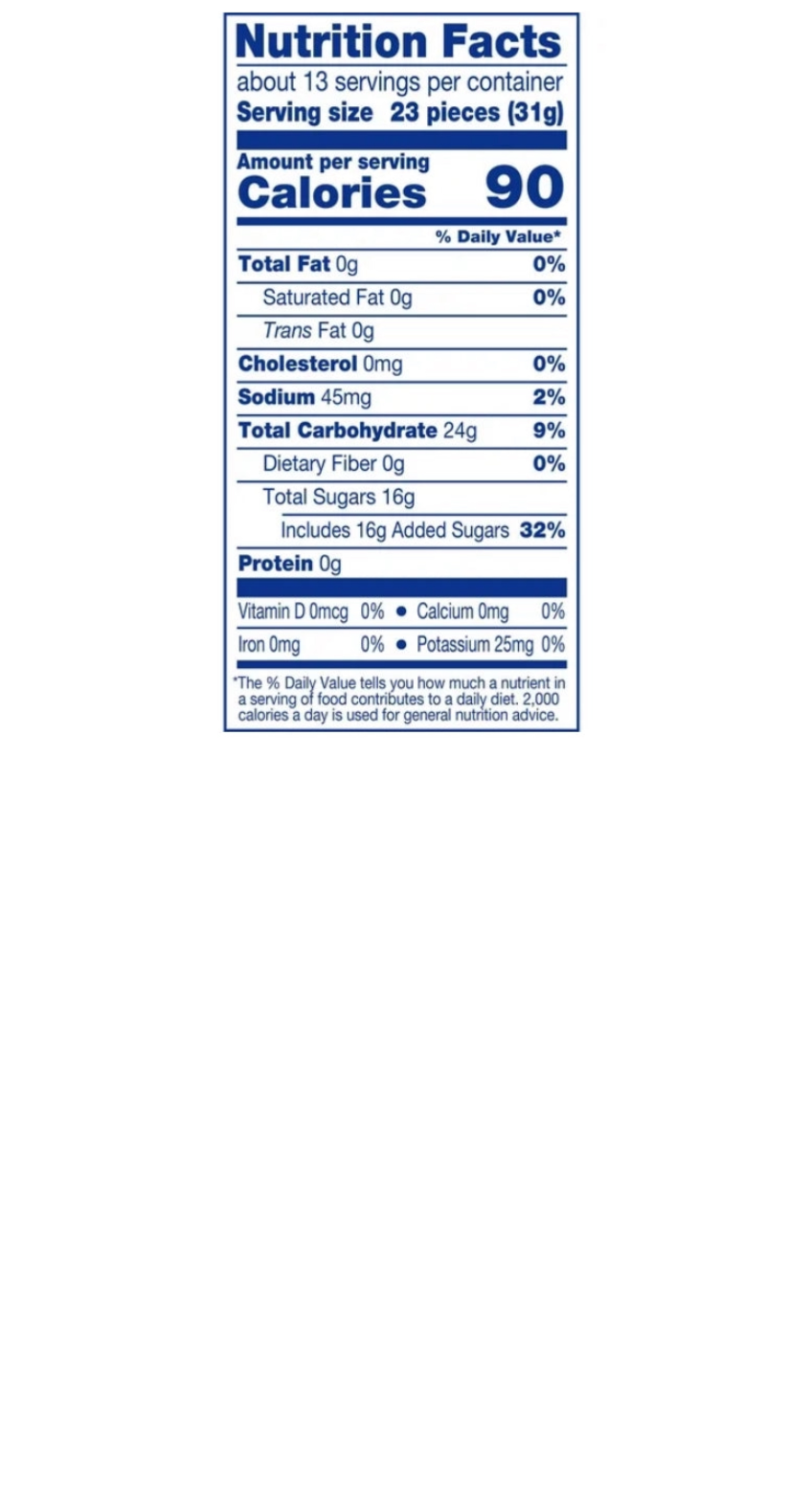 Jolly Rancher Jelly Bean Packet Nutritional Information