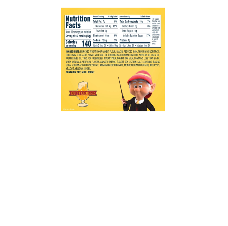 Keebler Fudge Stripes Cookies Harry Potter Butterbeer Nutritional Information & Ingredients