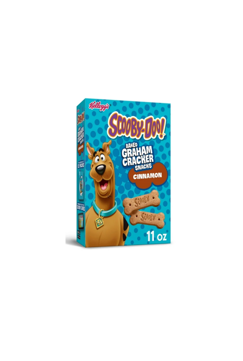 Kellogg's Scooby Doo Baked Graham Cracker Snacks Cinnamon Scooby Snacks Box Side Front View