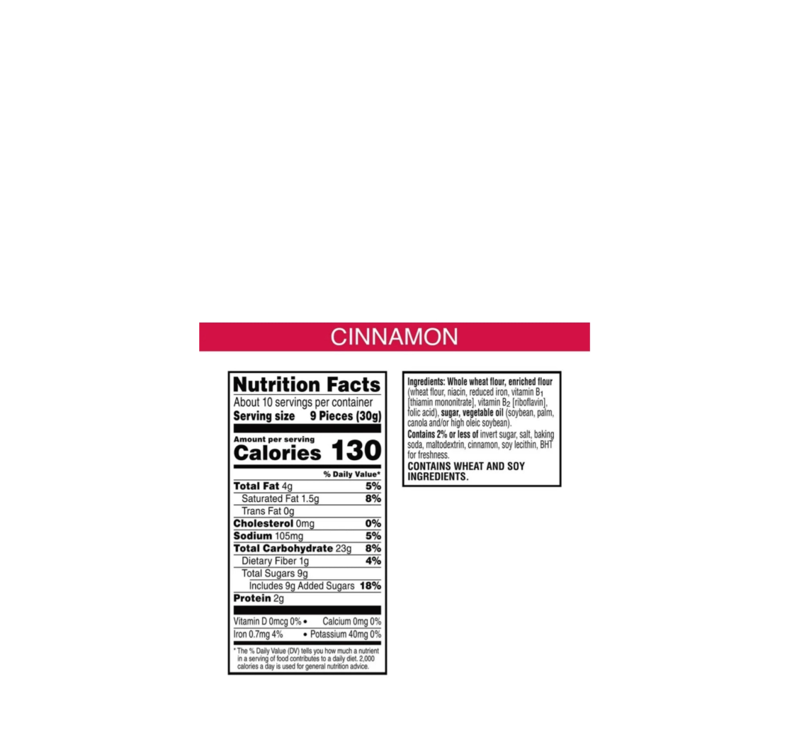 Kellogg's Scooby Doo Baked Graham Cracker Snacks Cinnamon Scooby Snacks Nutritional Information And Ingredients