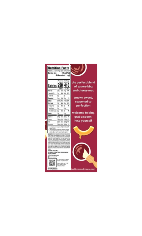 Kraft Mac And Cheese Smoky Barbecue Packet Rear View