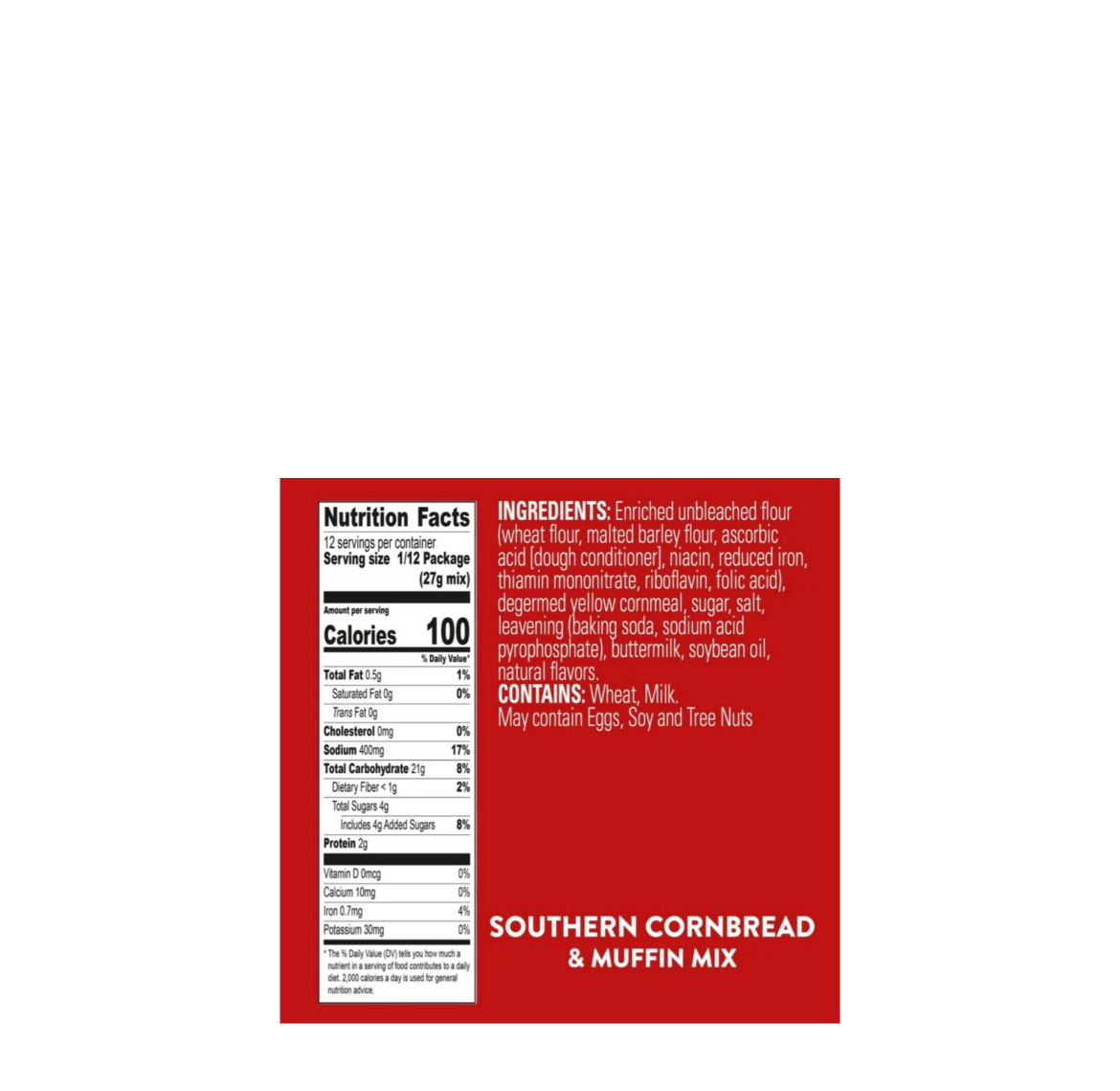 Krusteaz Southern Cornbread & Muffin Mix Nutritional Information & Ingredients
