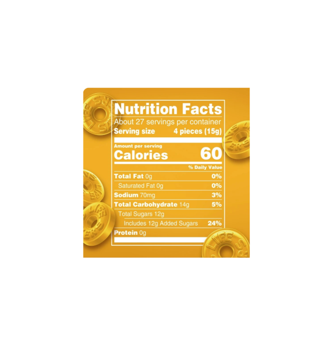 Lifesavers Hard Candy Butter Rum Nutritional Information
