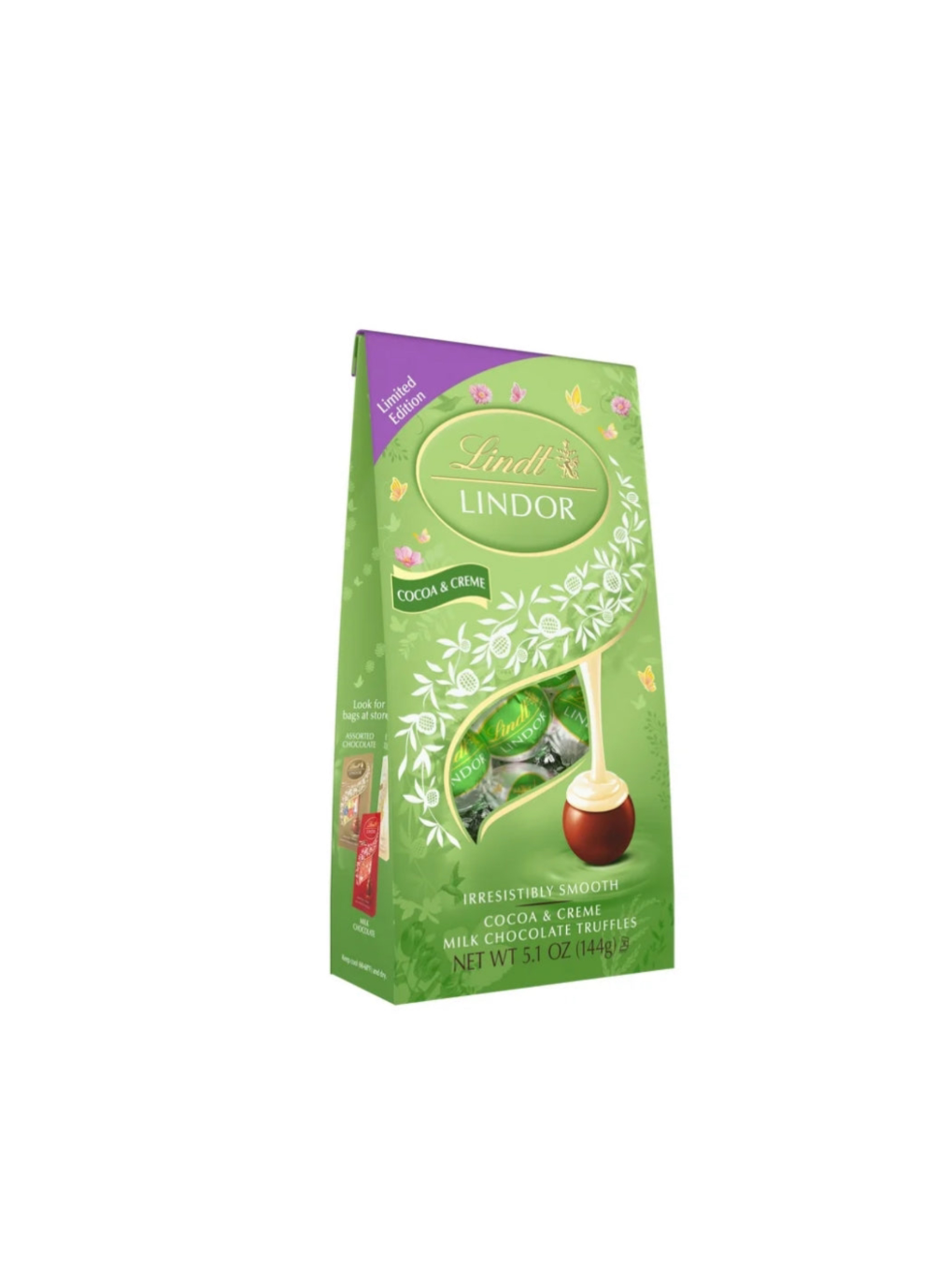 Lindt Lindor White Chocolate Truffles Cocoa And Creme Packet Front View