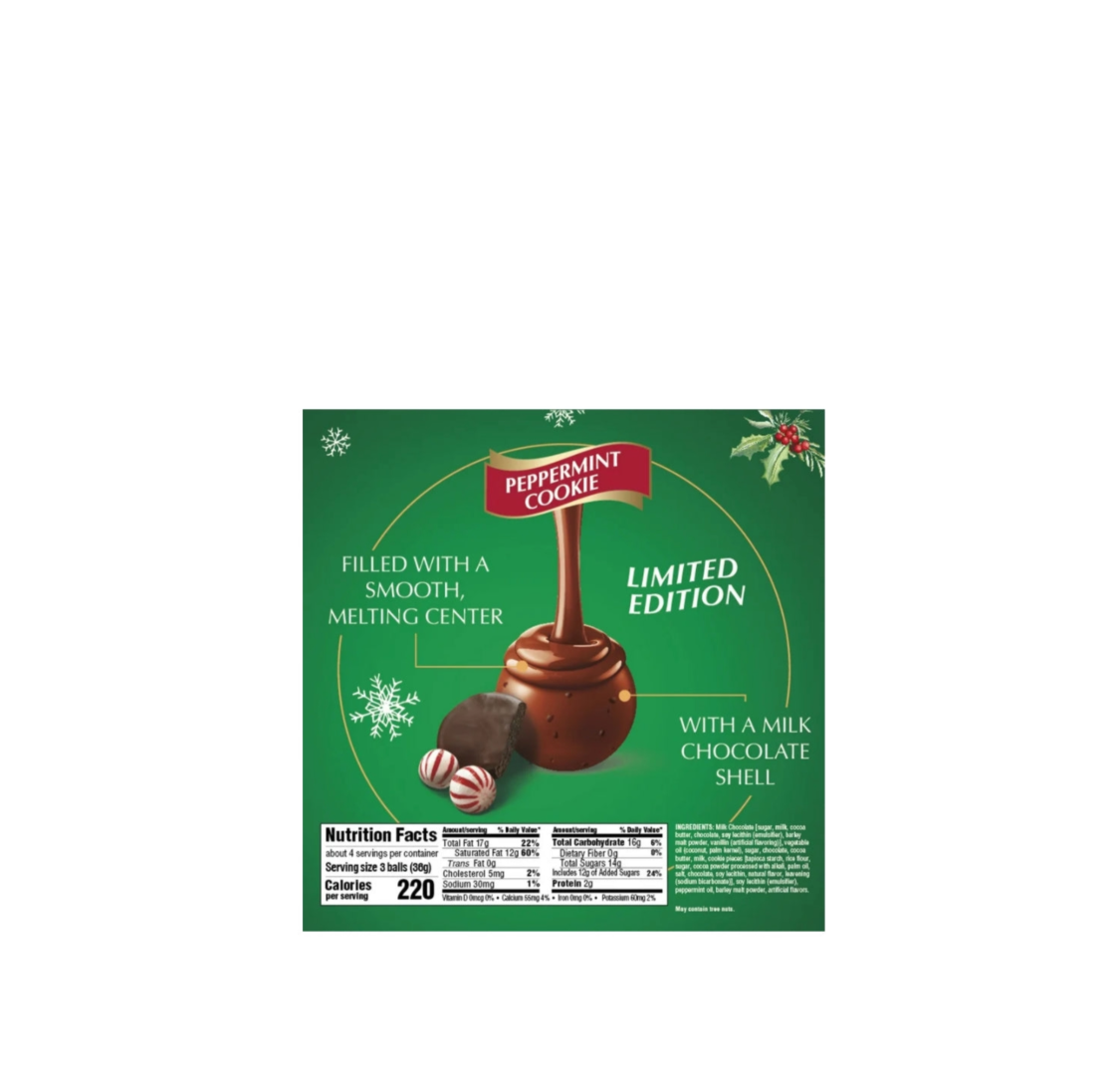 Lindt Milk Truffle Chocolates Peppermint Cookie Nutritional Information And Ingredients