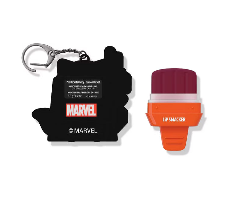 Lip Smacker 2 Lip Balm And Keyring Set Marvel Guardians Of The Galaxy Groot And Rocket Rocket Unpackaged Rear View