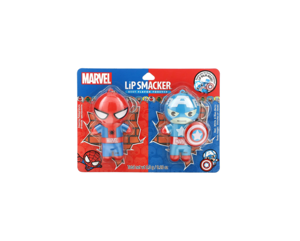 Lip Smacker 2 Lip Balm And Keyring Set Marvel Spider Man And Captain America