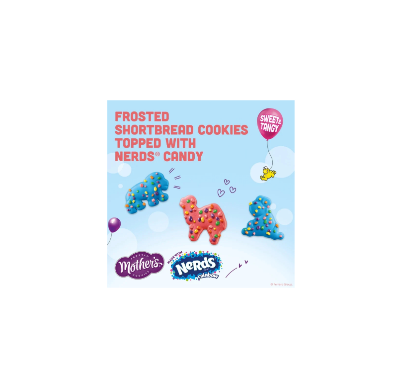 Mother’s Frosted Cookies Nerds Rainbow Frosted Shortbread Cookies Topped With Nerds Candy