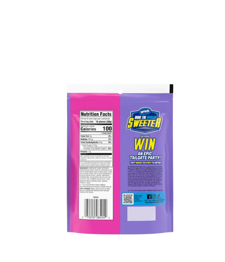 Nerds Gummy Clusters Grape Strawberry Blitz Packet Rear View