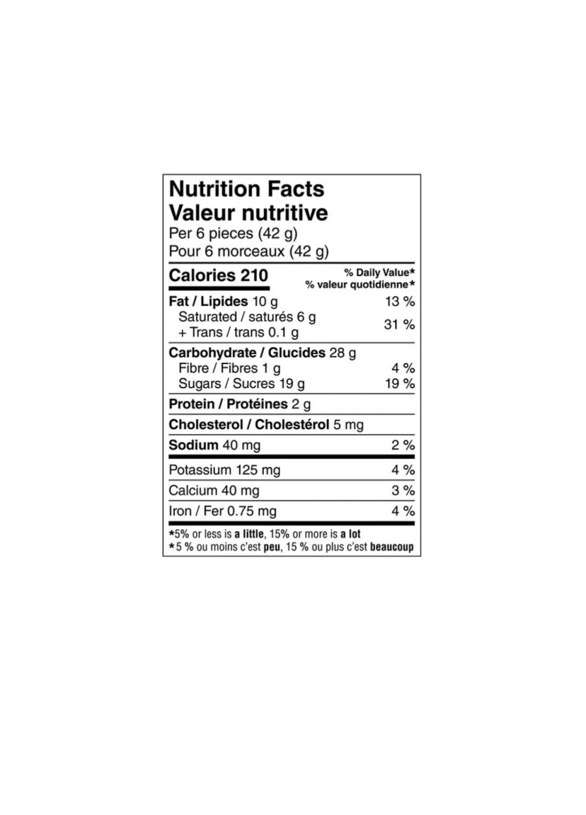 Nestle Coffee Crisp Minis Classic Nutritional Information