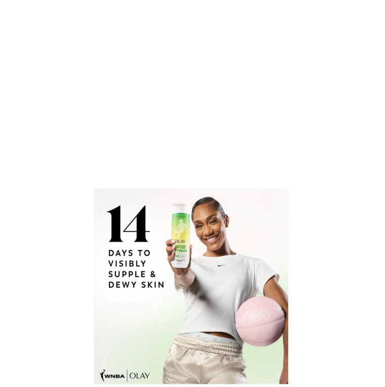 Olay & WNBA Collaboration Hyaluronic Serum Complex Body Wash Courtside Citrus 14 Days To Visibly Supple & Dewy Skin