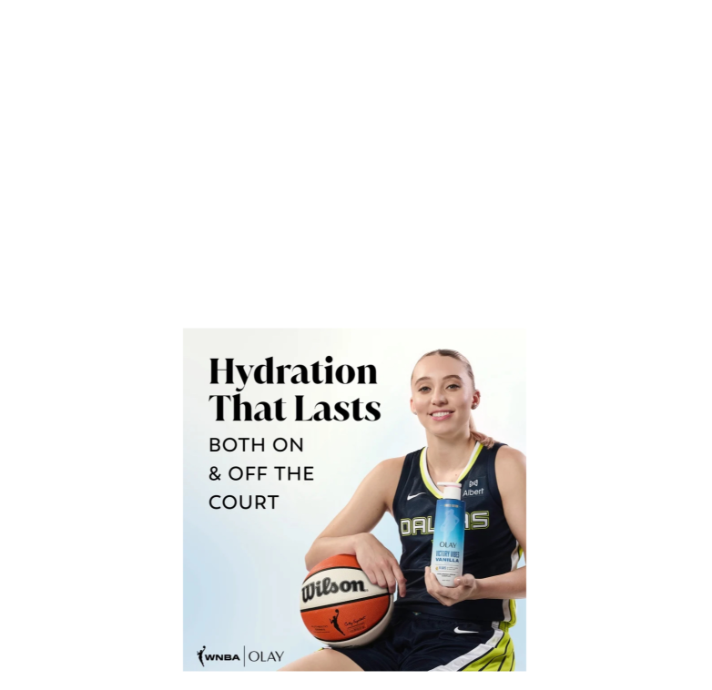Olay & WNBA Collaboration Hyaluronic Serum Complex Body Wash Victory Vibes Vanilla Hydration That Lasts Both On & Off The Court
