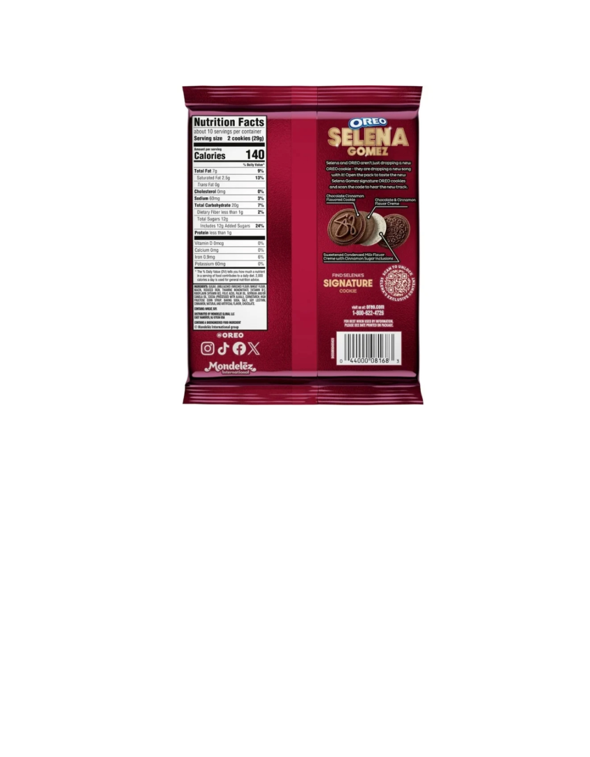 Oreo Selena Gomez Selena’s Chocolate And Cinnamon Creme Cookies Nutritional Information And Ingredients