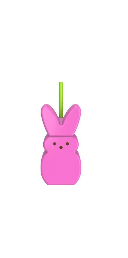 Peeps Bunny Shaped Drinks Bottle And Straw Pink Front View