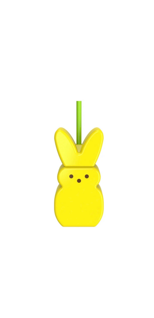 Peeps Bunny Shaped Drinks Bottle And Straw Yellow Front View