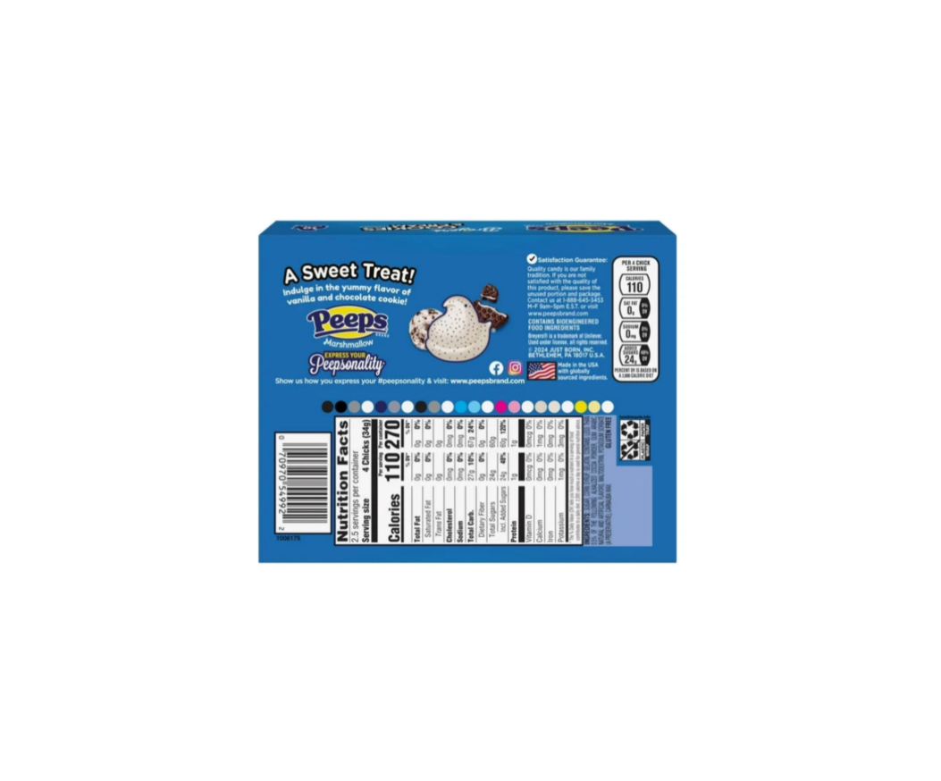 Peeps Chicks Breyers Cookies & Cream Packet Rear View