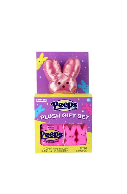 Peeps Plush Gift Set Pink Metallic Bunny Front View