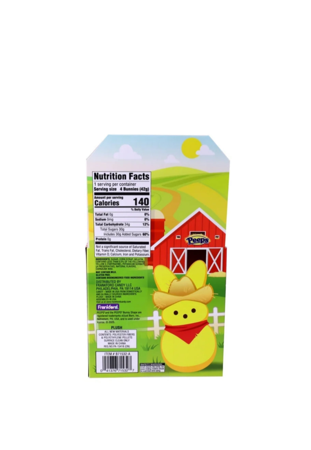 Peeps Plush Gift Set Rodeo Cowboy Bunny Rear View