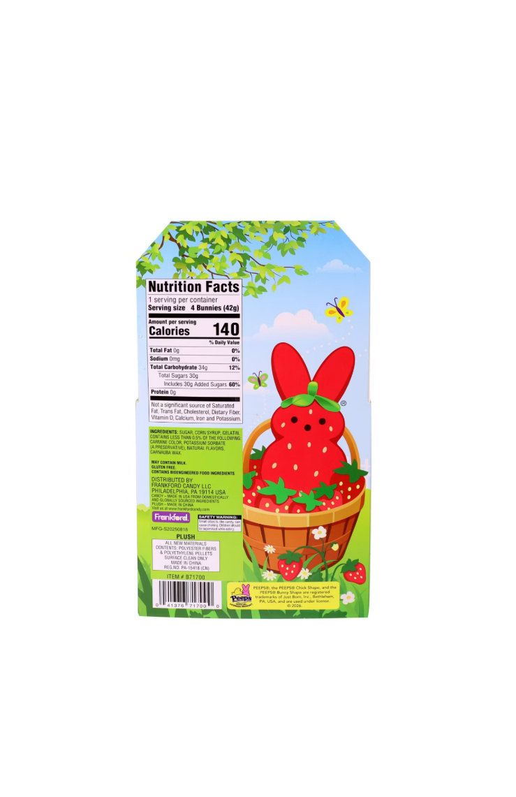 Peeps Plush Gift Set Strawberry Bunny Rear View