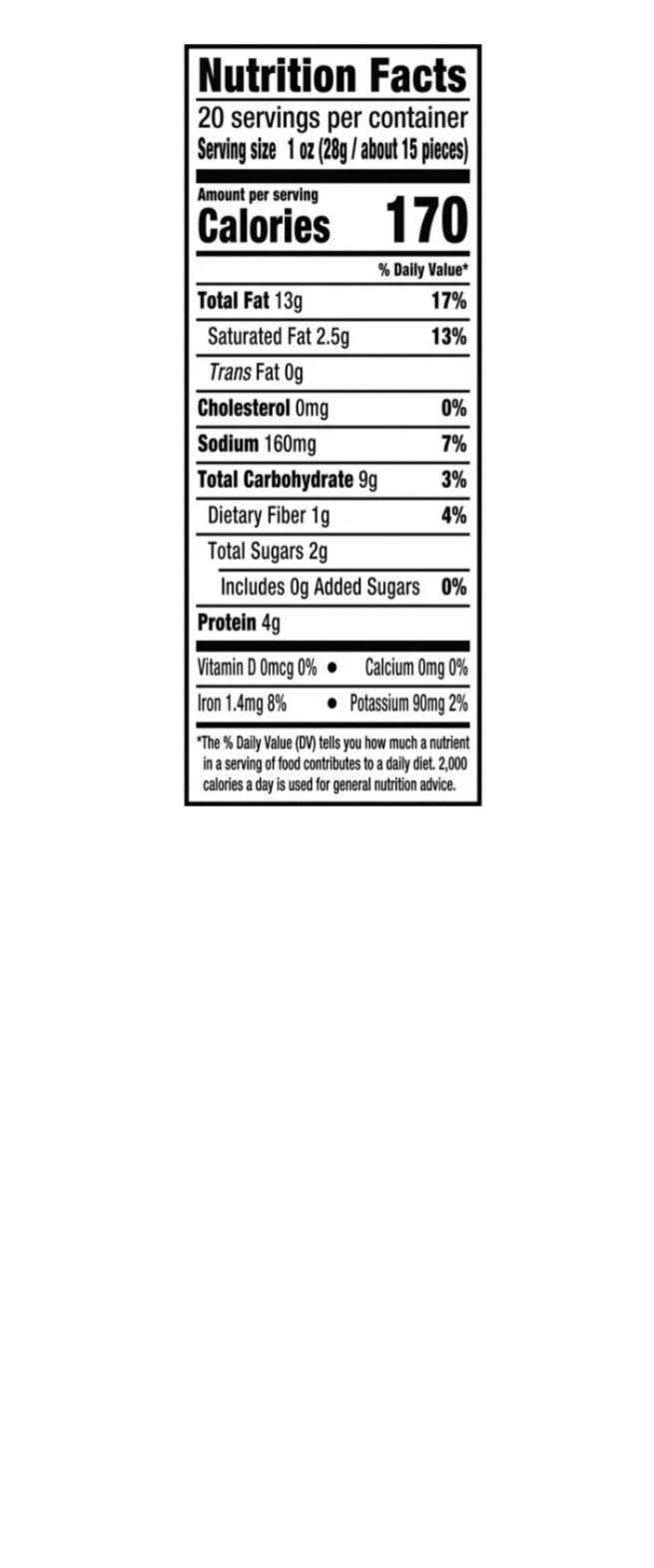 Planters Cashews Dill Pickle Nutritional Information