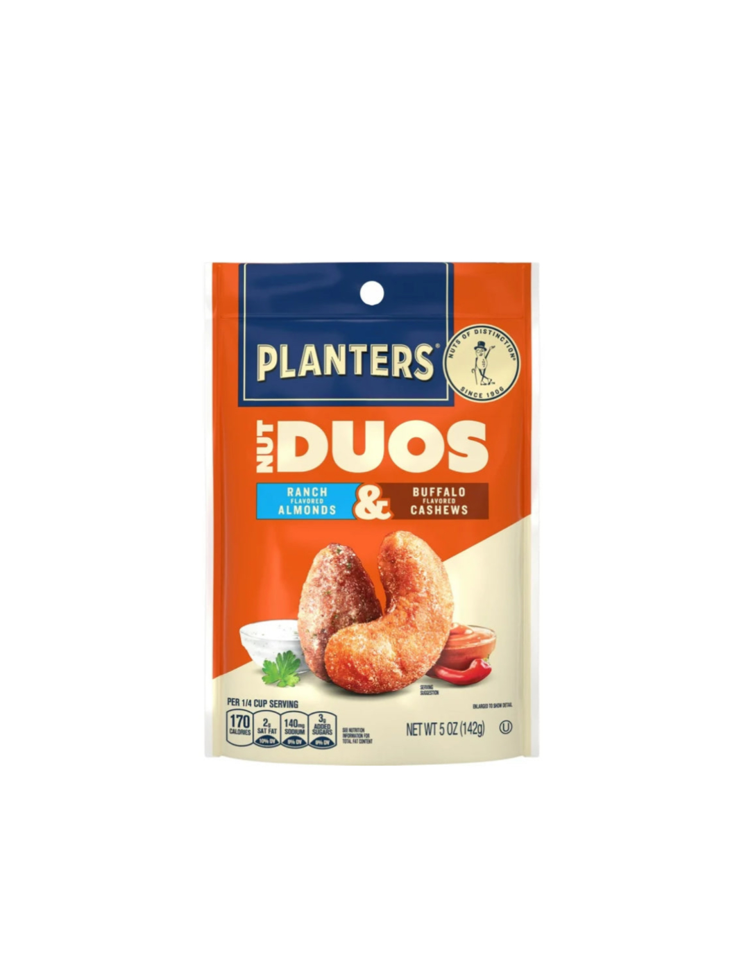 Planters Nut Duos Ranch Almonds And Buffalo Cashews Packet Front View