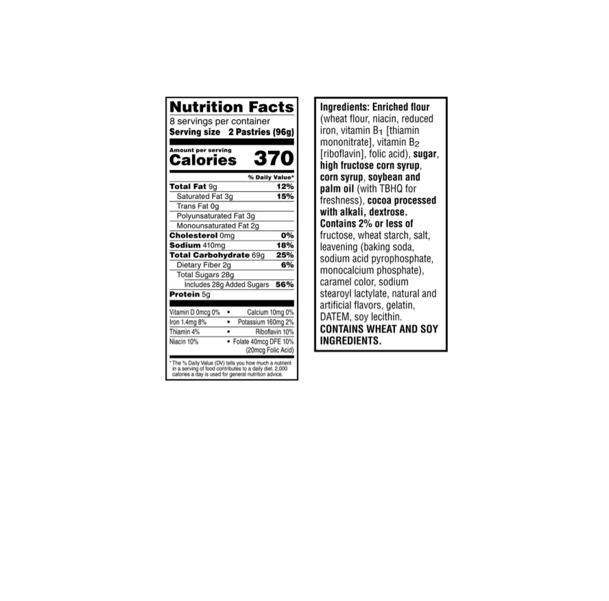 Pop Tarts Girl Scouts Frosted Thin Mints Nutritional Information & Ingredients