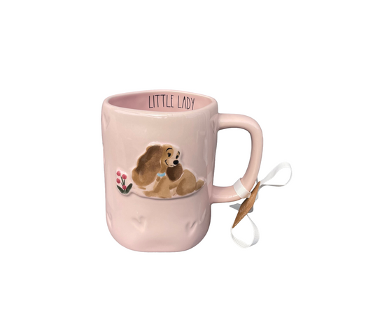 RAE DUNN Lady & The Tramp Pink Ceramic Mug Little Lady Front View