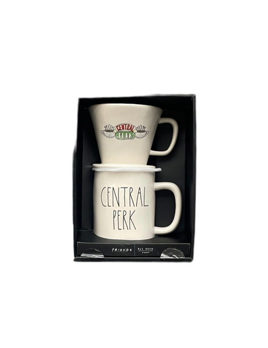 Rae Dunn And Friends Cream Ceramic Mug And Cup Set Central Perk Front View
